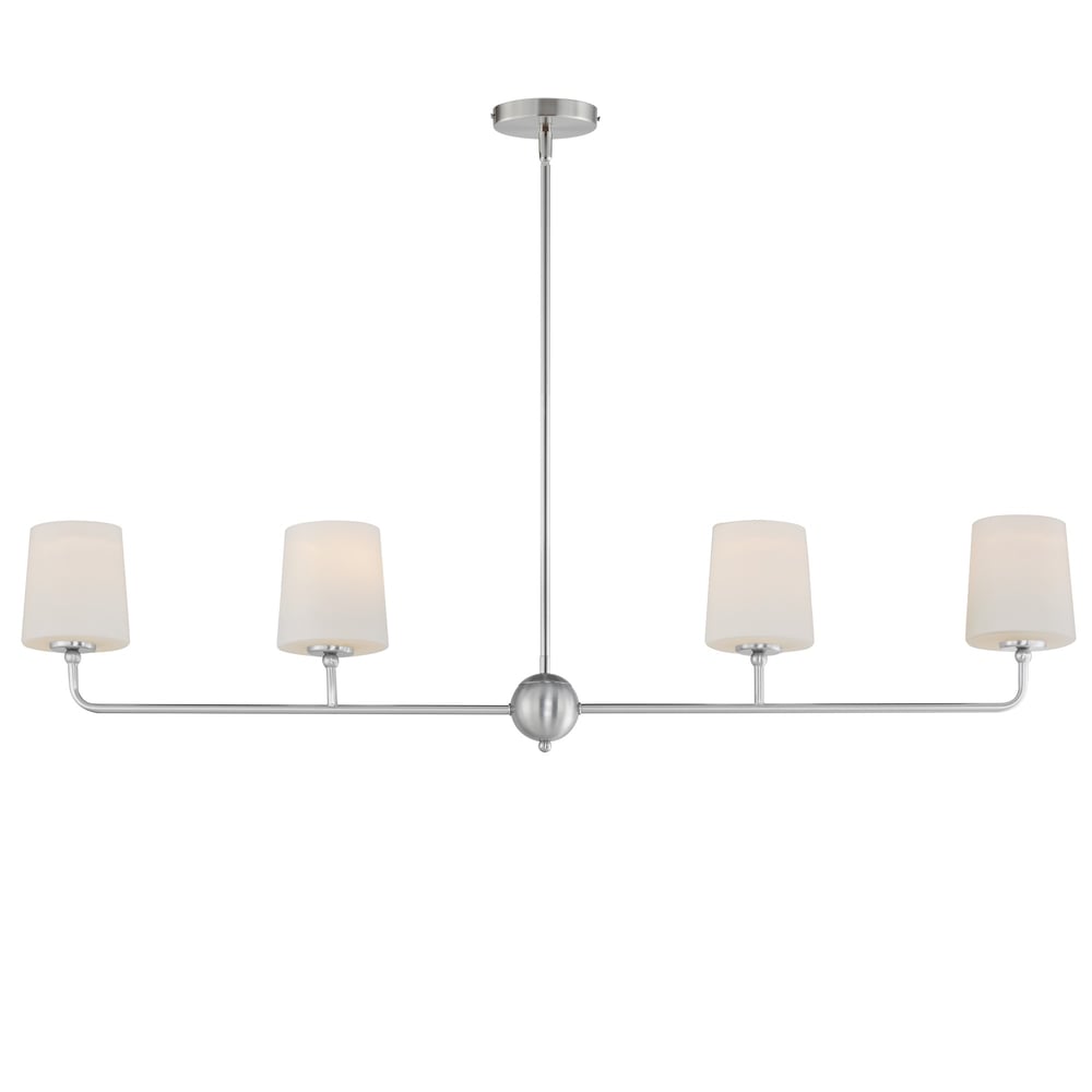 Bristol Linear Chandelier by Maxim Lighting in Satin Nickel, featuring a stylish design with steel and glass materials.