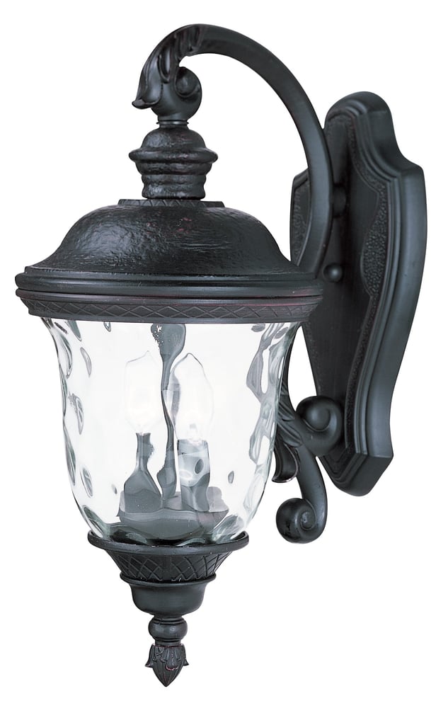 Maxim Lighting Carriage House VX Outdoor Wall Lantern in Oriental Bronze, made of Vivex Resin Composite and Glass.