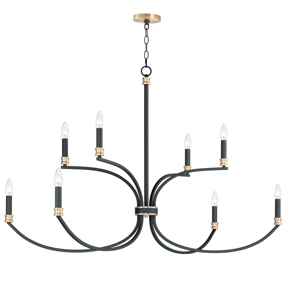 Maxim Lighting Charlton Chandelier in Black with Antique Brass finish, crafted from durable steel for elegant home decor.