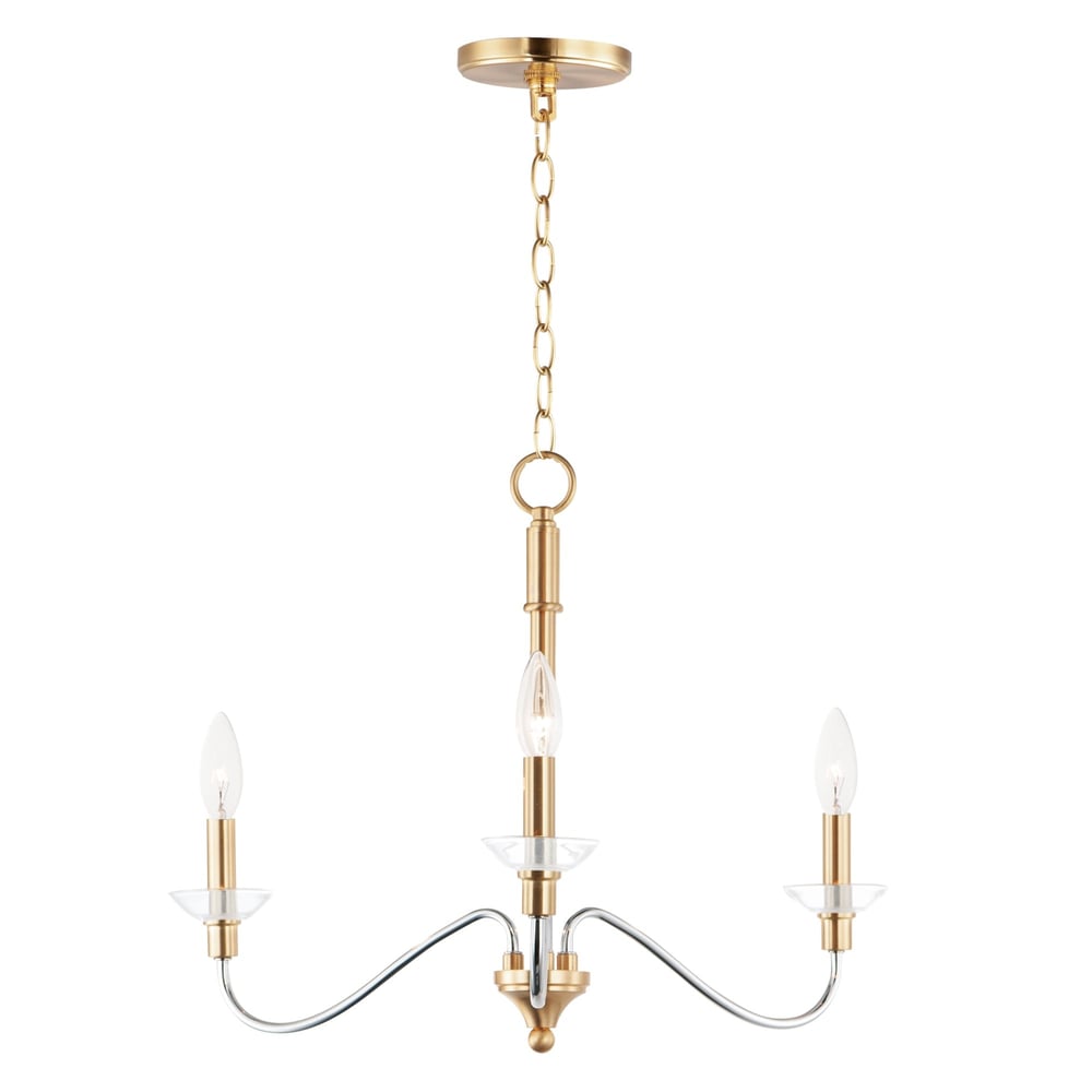Maxim Lighting Clarion Chandelier in Chrome with Satin Brass finish, crafted from durable steel for modern elegance.