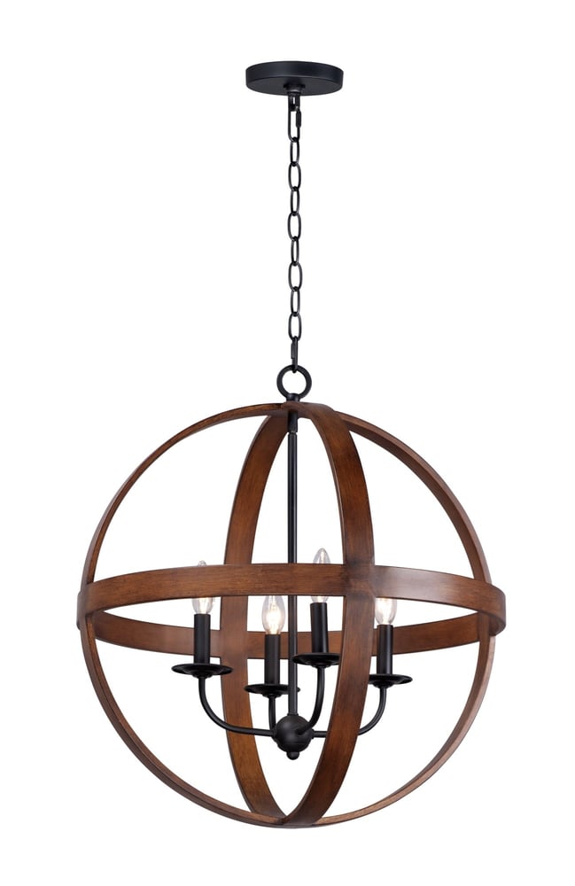 Maxim Lighting Compass Pendant in Antique Pecan with Black finish, crafted from durable steel for stylish home illumination.