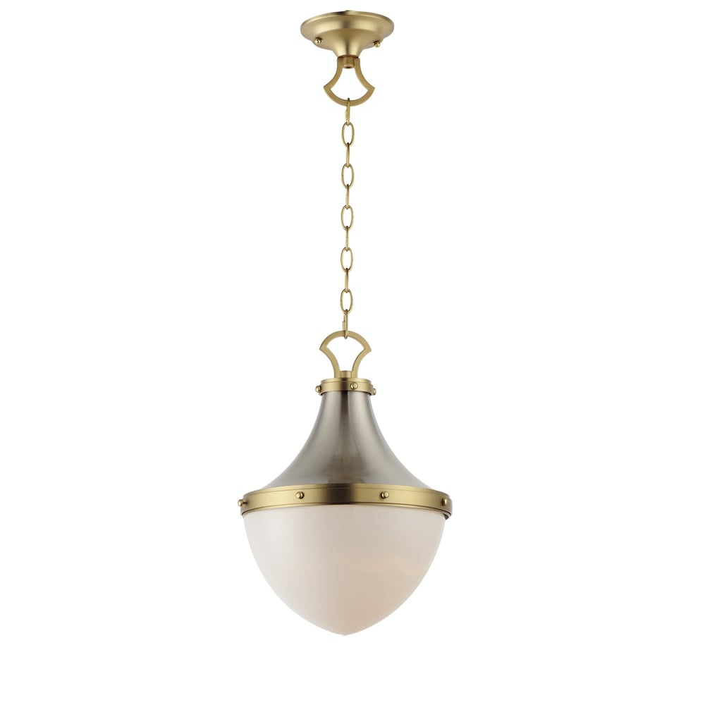 Maxim Lighting Conrad Pendant in Satin Nickel and Satin Brass, featuring a stylish steel and glass design.