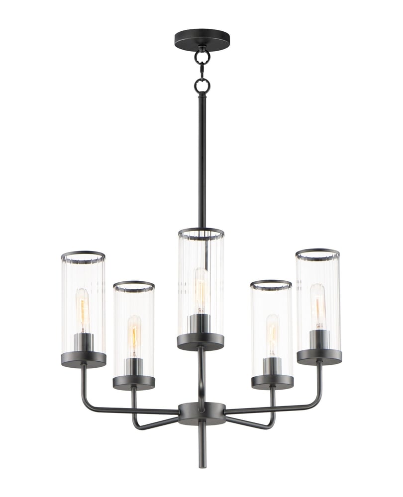 Maxim Lighting Crosby Chandelier in Black Steel, featuring elegant design and modern aesthetics for stylish home decor.