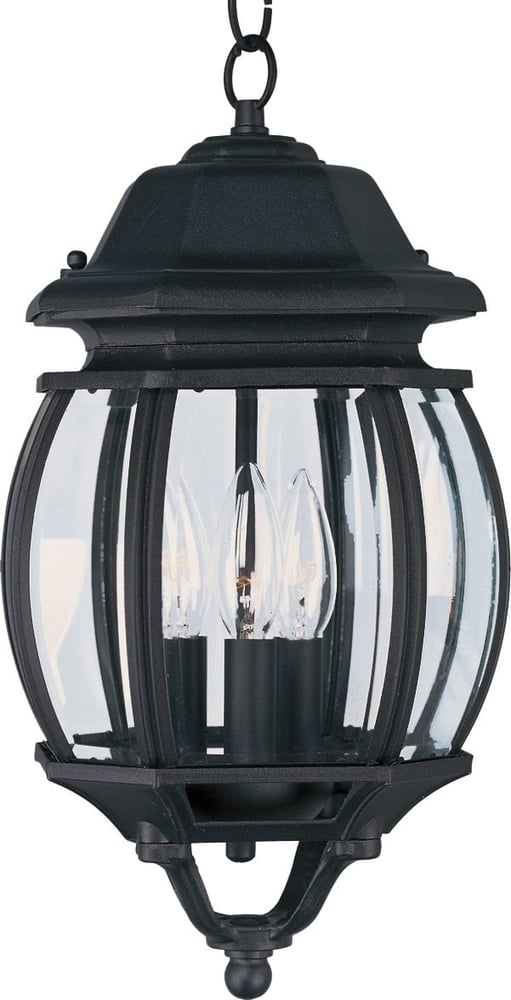 Maxim Lighting Crown Hill Outdoor Hanging Lantern in Black Aluminum, perfect for enhancing outdoor spaces with style.