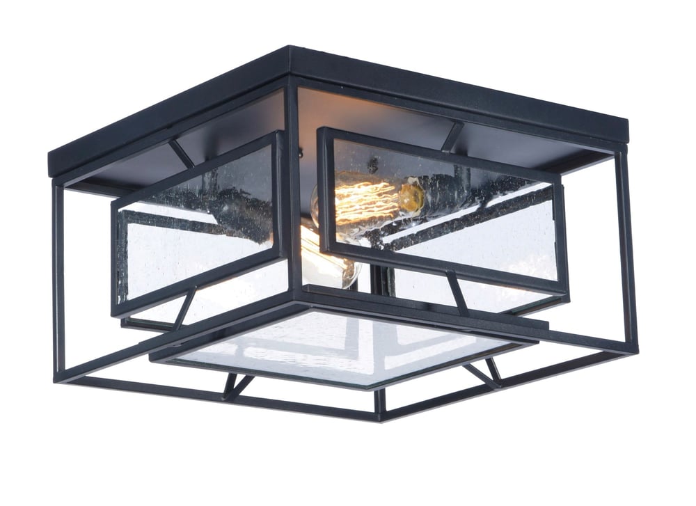 Maxim Lighting Era Light Flush Mount with a sleek black steel frame and clear glass, offering a modern and elegant design for any space.