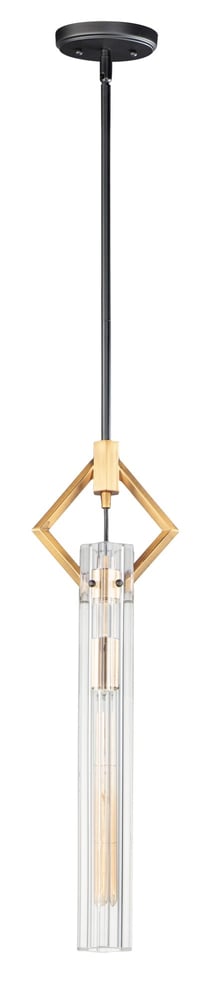 Maxim Lighting Flambeau Pendant in Black with Antique Brass finish, featuring a Steel and Glass design, hanging elegantly from the ceiling.