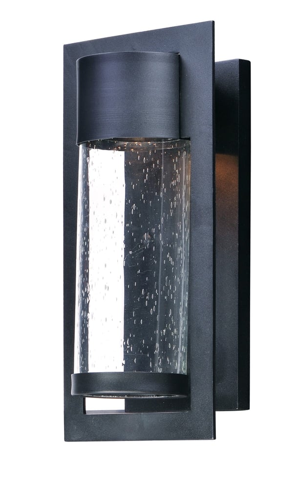 Maxim Lighting Focus LED Outdoor Wall Sconce in Black finish, featuring a sleek, modern design with an aluminum frame and energy-efficient LED illumination.