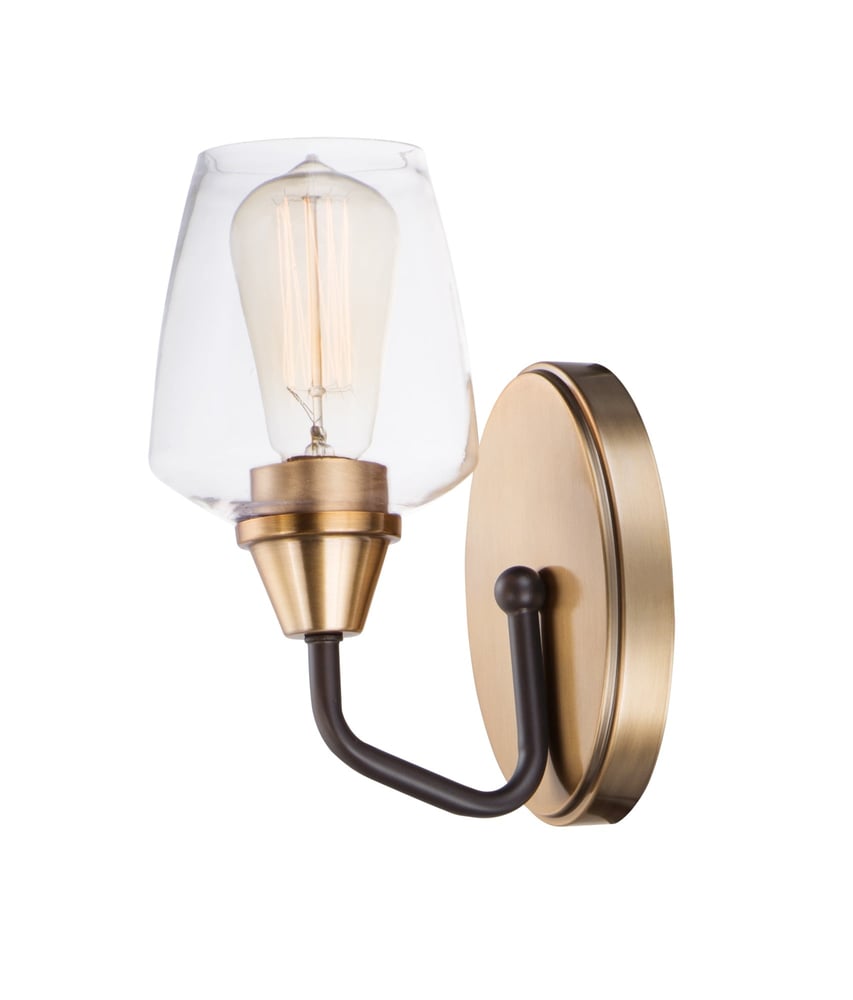 Maxim Lighting Goblet Wall Sconce in Bronze with Antique Brass finish, featuring a steel and glass design with a goblet-shaped shade.