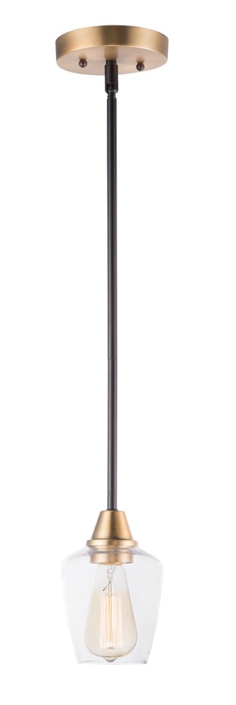 Maxim Lighting Goblet Mini Pendant featuring a steel frame in Bronze with Antique Brass finish, with a glass shade resembling a goblet shape.