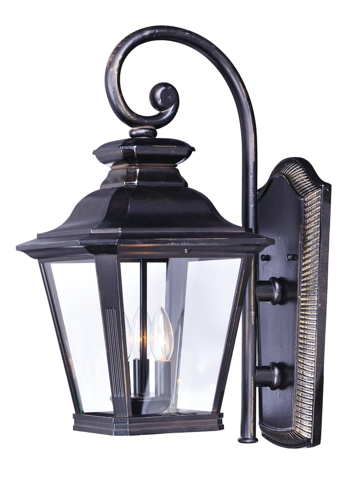 Maxim Lighting Knoxville Outdoor Wall Light in Bronze finish, featuring a sleek Aluminum frame with a clear glass shade
