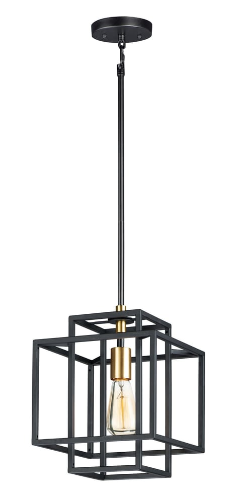 Maxim Lighting Liner Pendant in Black with Satin Brass finish, featuring a sleek, modern design made of Steel, hanging elegantly from the ceiling.