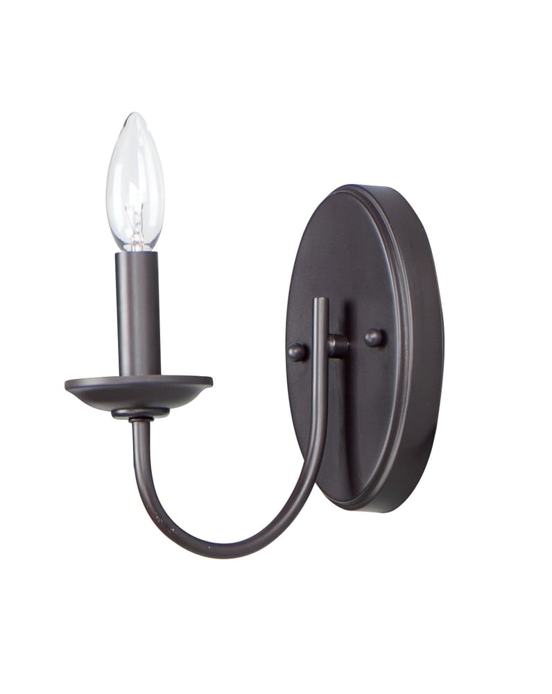 Maxim Lighting Logan 1-Light Wall Sconce in Satin Nickel finish, featuring a sleek, modern design with a clear glass shade and metal accents.