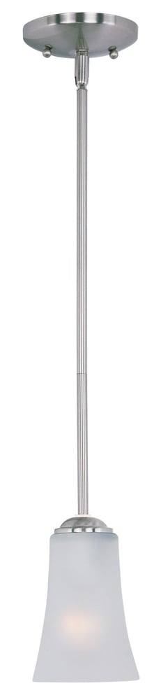 Maxim Lighting Logan Mini Pendant featuring a sleek Satin Nickel finish with a Steel frame and a Glass shade, elegantly suspended for modern illumination.