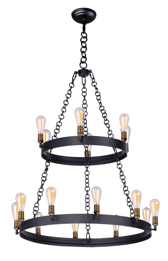 Maxim Lighting Noble Tier Chandelier, 50" with bulbs included, featuring a sleek design and elegant finish, perfect for modern interiors.