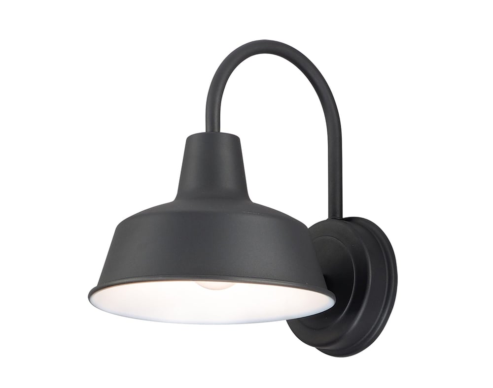 Maxim Lighting Pier M Outdoor Wall Light in Black finish, featuring a sleek aluminum frame with a modern design, mounted on an exterior wall.