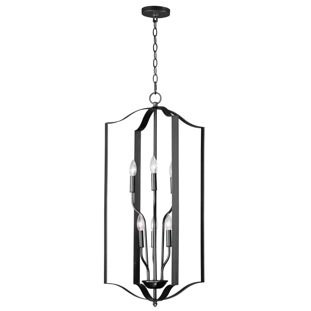 Maxim Lighting Provident 6-Light Chandelier in Satin Nickel finish, featuring a sleek, modern design with six elegantly curved arms and white glass shades.