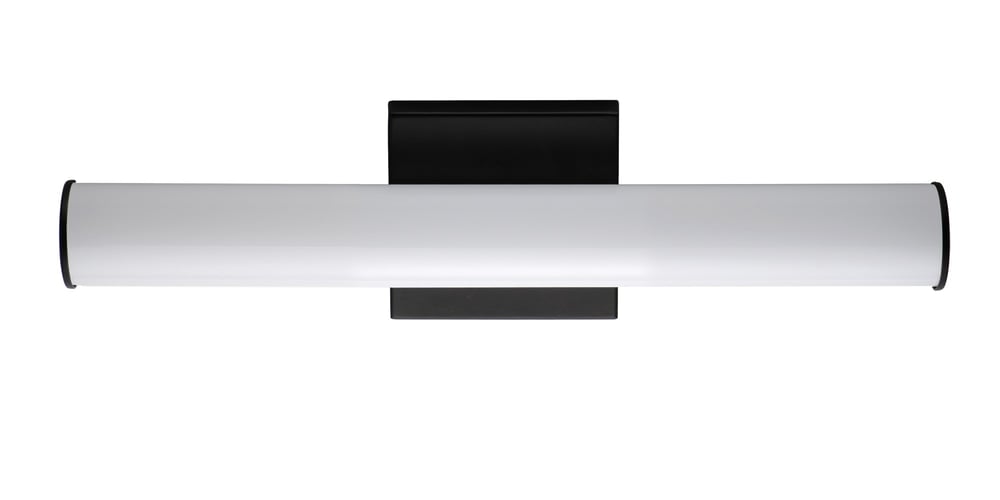 Maxim Lighting Rail Bathroom Vanity Light in Black finish, featuring a sleek, modern aluminum design with multiple light fixtures for bathroom illumination.