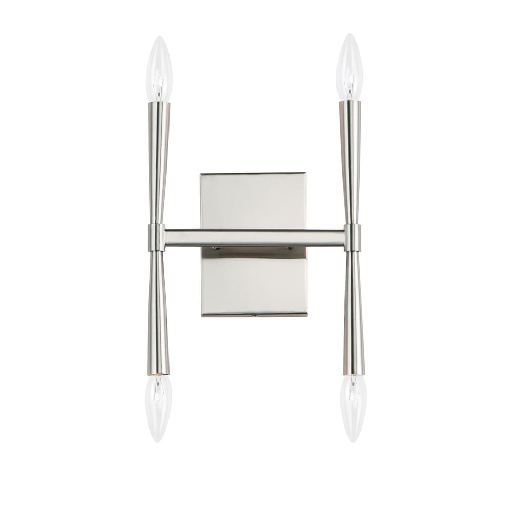 Maxim Lighting Rome 4-Light Wall Sconce in Satin Nickel finish, featuring a sleek steel frame with four elegant lights.