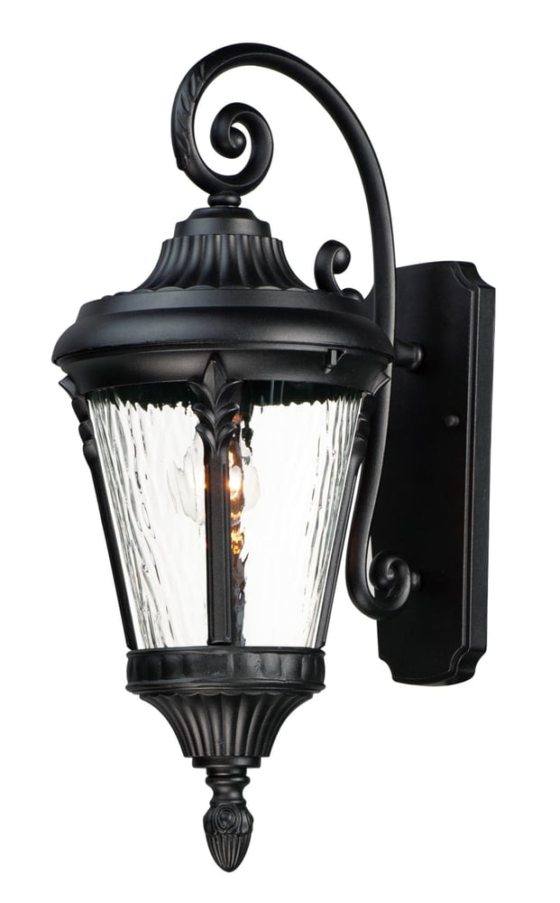 Maxim Lighting Sentry Outdoor Wall Light in Black finish, featuring a sleek Aluminum frame with a modern design, illuminating an outdoor space.