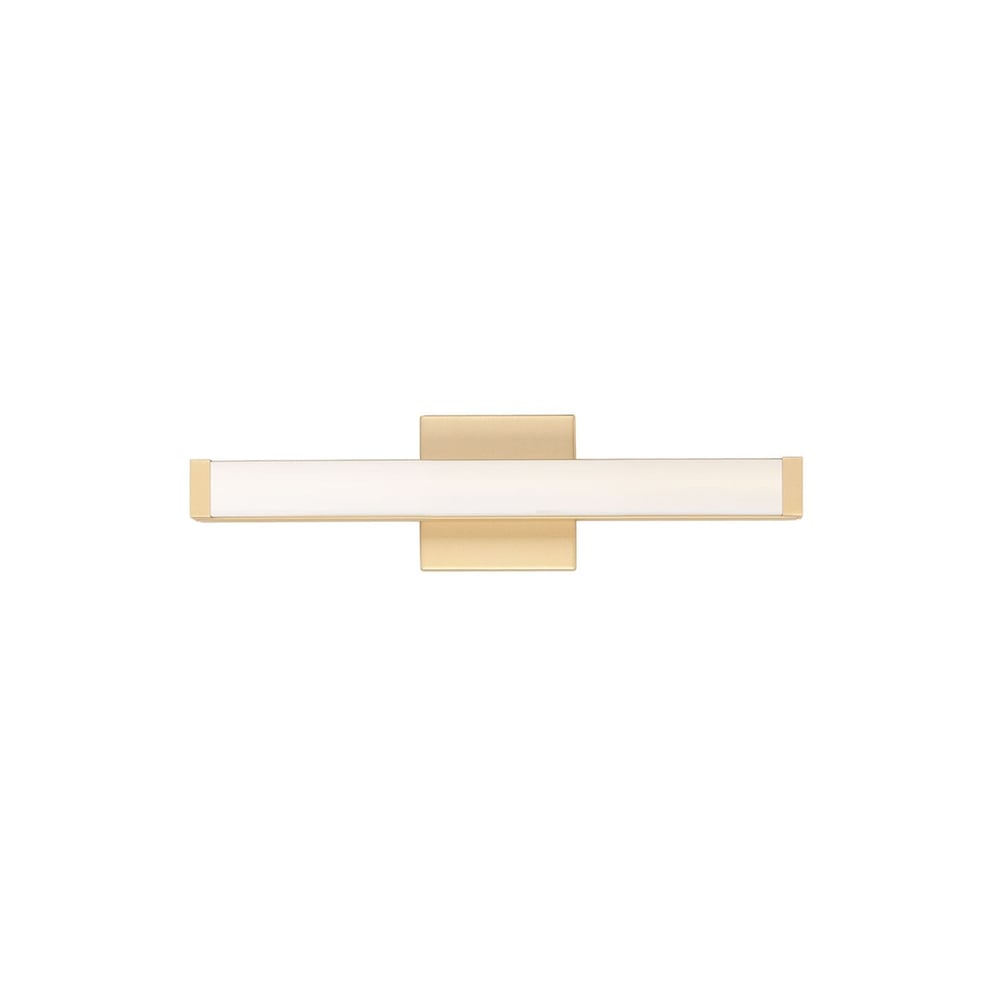 Maxim Lighting Spec Bathroom Vanity Light with a sleek design, featuring a gold finish and aluminum construction, elegantly illuminates the space.