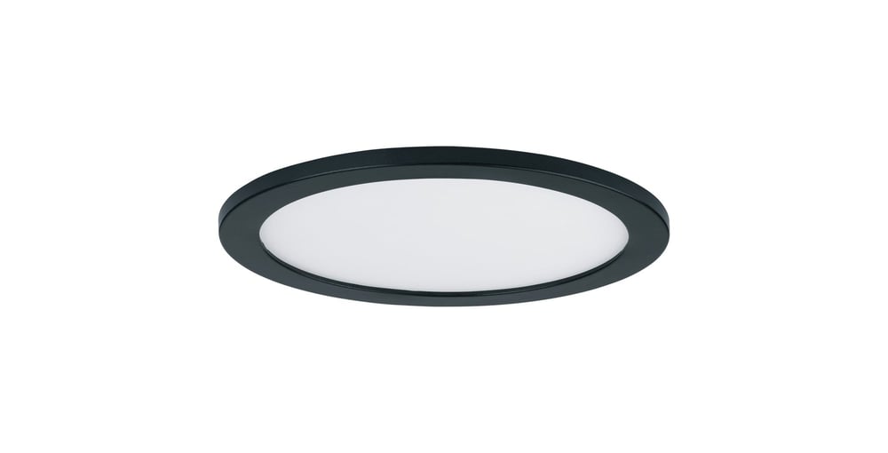 Maxim Lighting Wafer RD LED Surface Mount in Black, 3000K. Sleek, round design with aluminum frame, perfect for modern interiors.