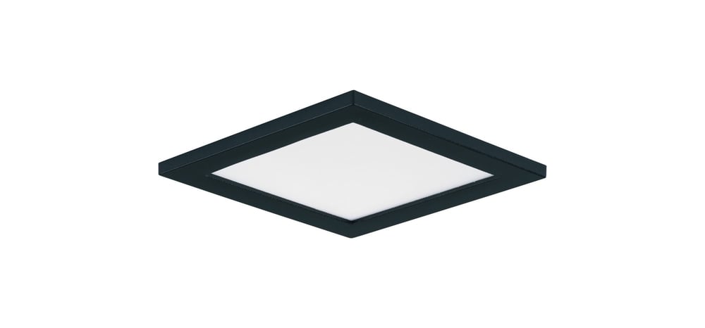 Maxim Lighting Wafer SQ LED Surface Mount 3000K in Black Aluminum, features a sleek, square design with a warm white glow, ideal for modern interiors.