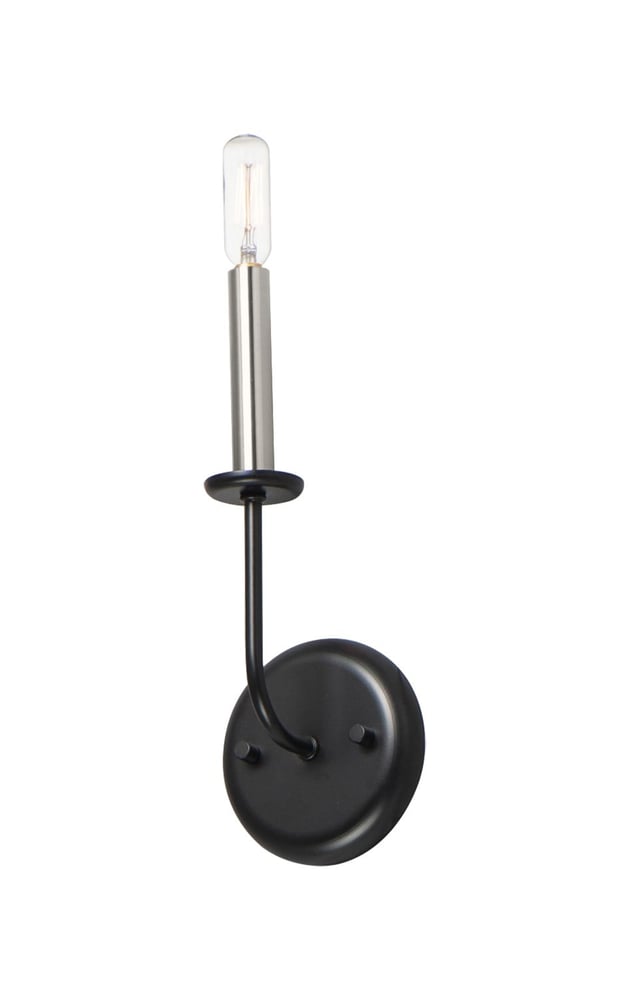 Maxim Lighting Wesley Wall Sconce in Black with Satin Nickel finish, featuring a sleek steel design with a modern touch.
