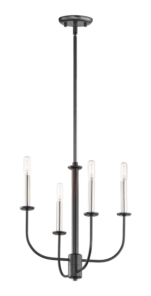 Maxim Lighting Wesley Chandelier in Black with Satin Nickel finish, featuring a sleek steel frame with multiple light fixtures for a modern look.