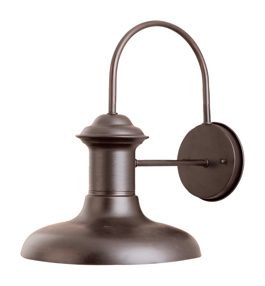 Maxim Lighting Wharf 1-Light Outdoor Wall Lantern in Empire Bronze finish, crafted from Aluminum, mounted on a wall, illuminating the surrounding area.