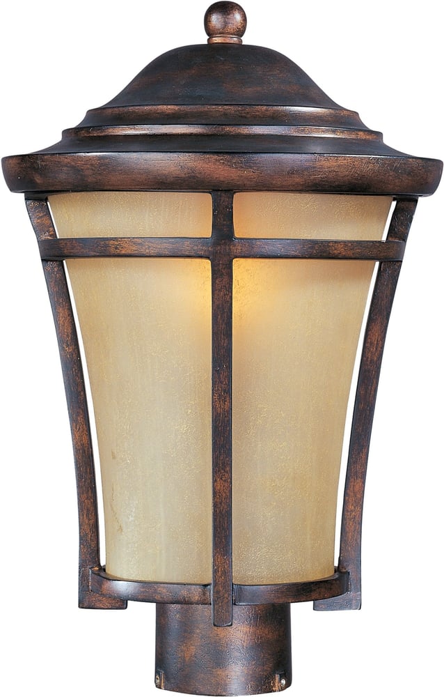 Maxim Lighting Balboa VX Outdoor Post Mount with a bronze finish, featuring a glass shade and decorative detailing, perfect for enhancing outdoor spaces.