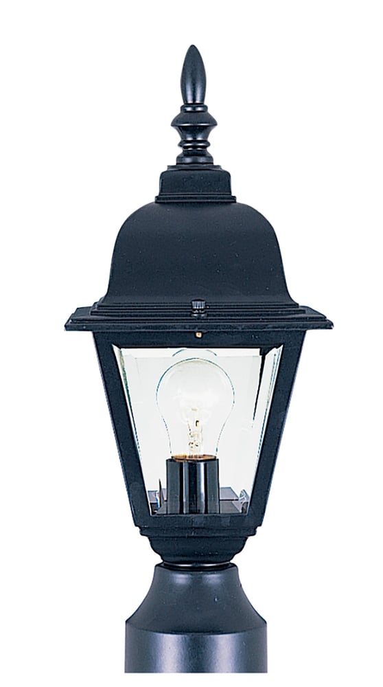 Maxim Lighting Builder Cast 1-Light Outdoor Pole/Post Lantern in black finish, featuring a classic lantern design with clear glass panels.