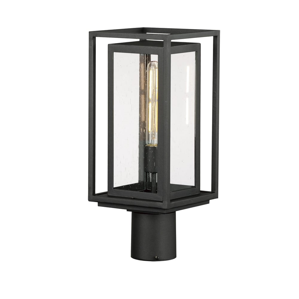 Maxim Lighting Cabana 120V Outdoor Post Mount in a bronze finish, featuring a classic lantern design with clear glass panels and decorative metal accents.