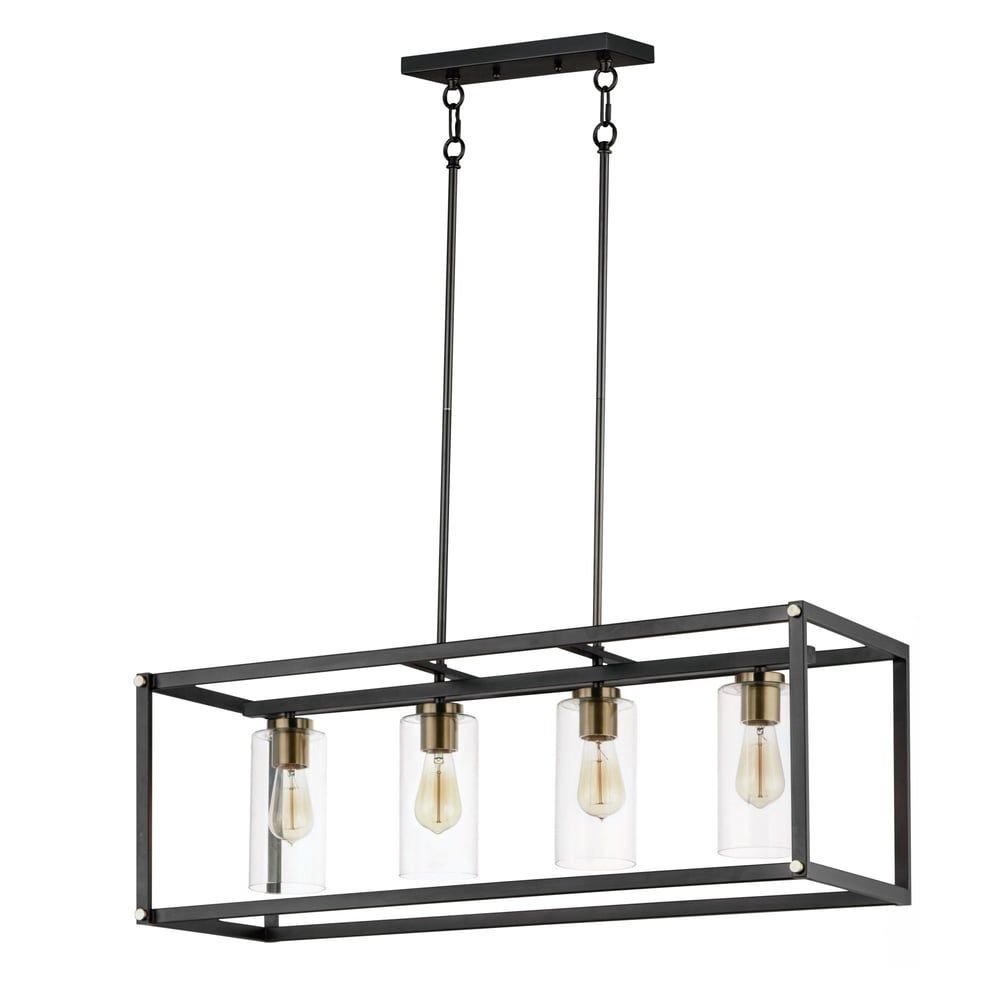 Maxim Lighting Capitol 4-Light Linear Pendant with a sleek metal finish, featuring four lights suspended in a modern, rectangular design.