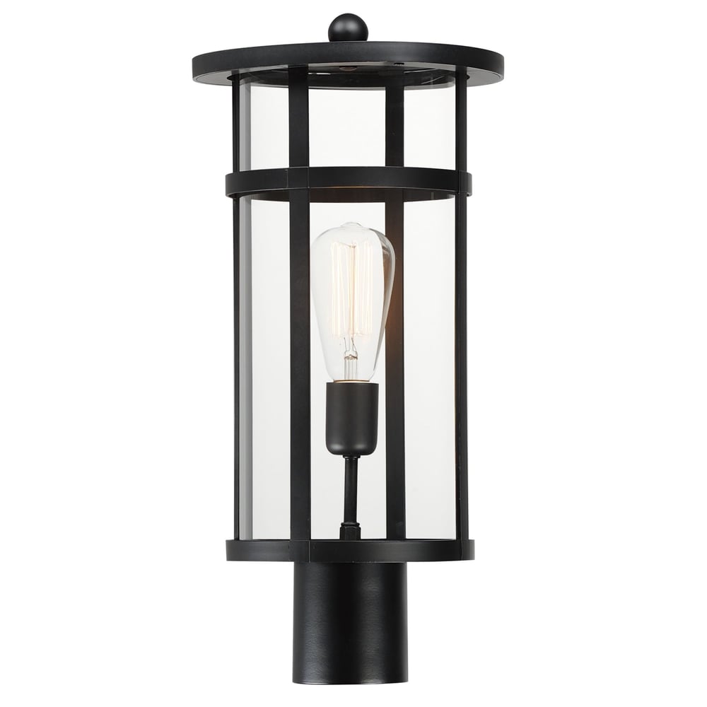 Maxim Lighting Clyde VX 1-Light Post Lantern with a sleek design, featuring a durable finish and clear glass panels for outdoor illumination.
