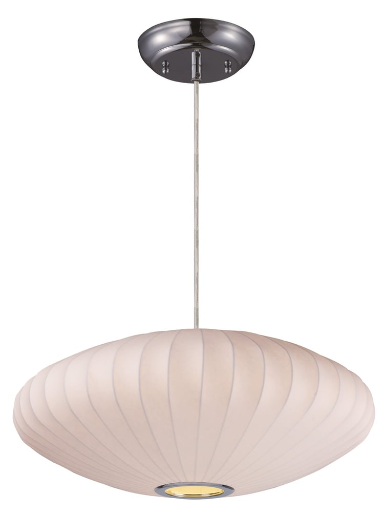 Maxim Lighting Cocoon 1-Light Pendant with a soft, woven design and warm glow, suspended from the ceiling, creating a cozy ambiance.