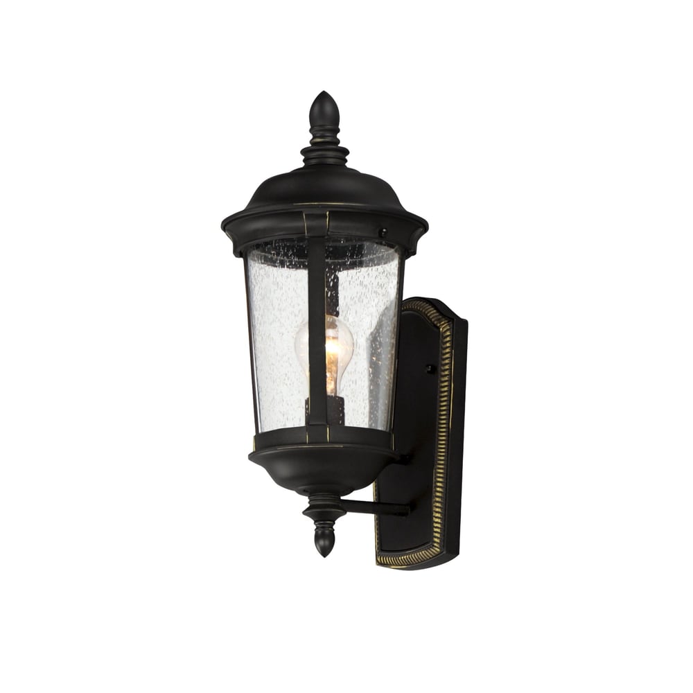 Maxim Lighting Dover Cast Outdoor Wall Lantern with a bronze finish, featuring a classic lantern design and clear glass panels