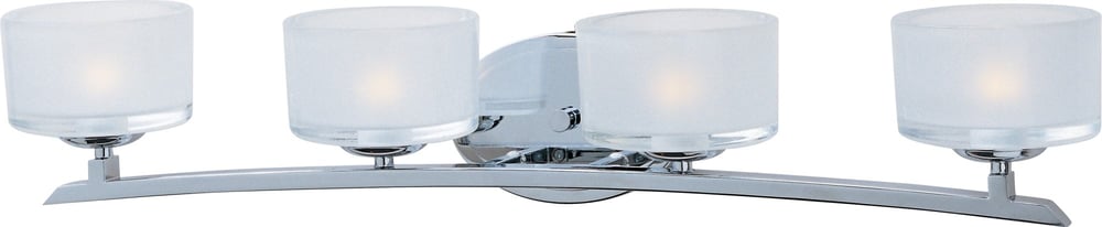 Maxim Lighting Elle 4-Light Bath Vanity with a sleek chrome finish, featuring four elegant glass shades, perfect for modern bathroom decor.