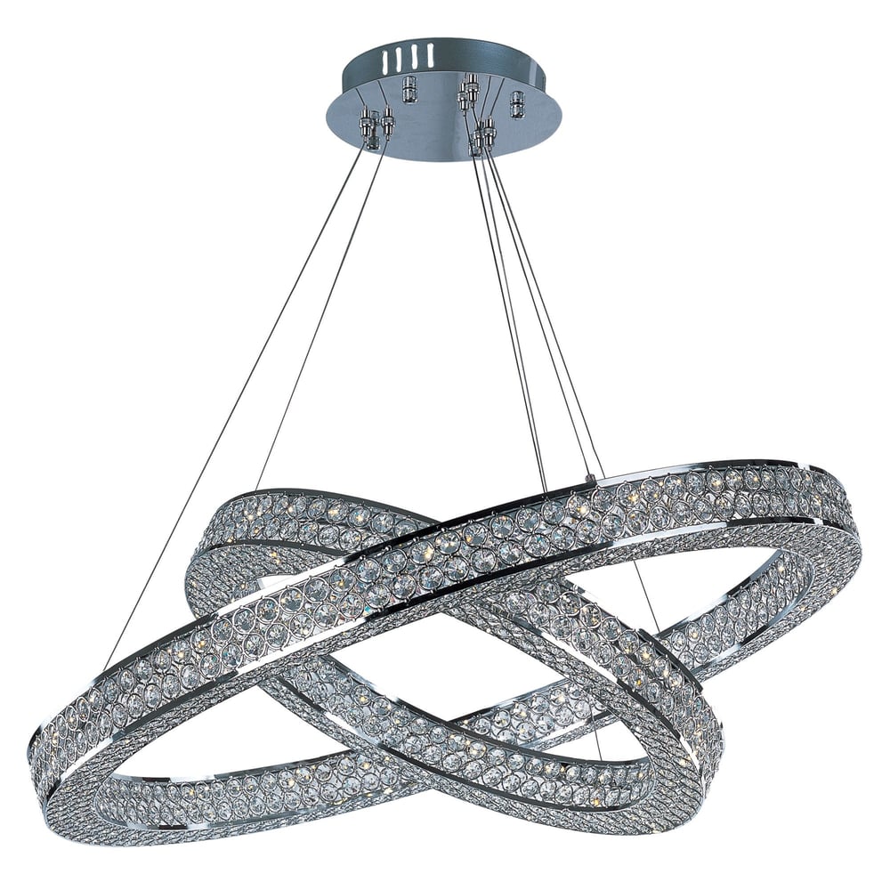 Maxim Lighting Eternity Round Pendant with a sleek chrome finish, featuring intertwined rings and embedded LED lights for a modern, elegant look.