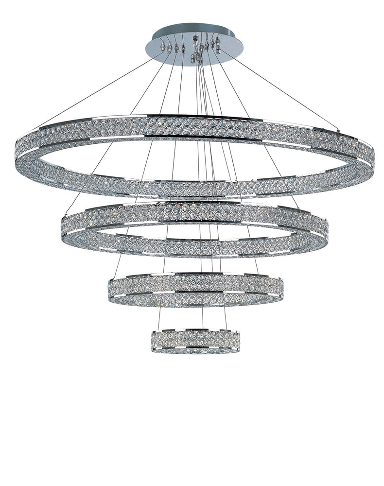 Maxim Lighting Eternity Four Tier Pendant with a sleek chrome finish, featuring cascading crystal accents in a modern, elegant design.