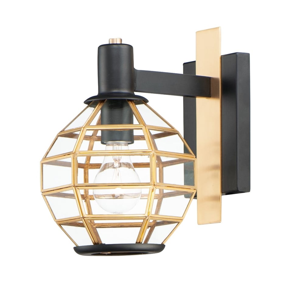 Maxim Lighting Heirloom Outdoor Wall Sconce with a vintage design, featuring a bronze finish and clear glass, illuminating a porch area.