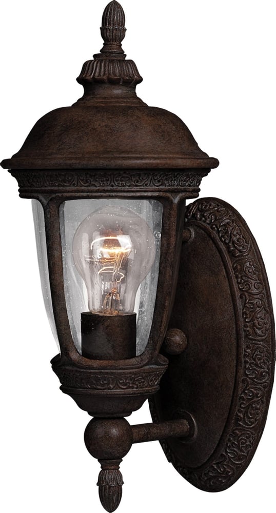Maxim Lighting Knob Hill Cast Outdoor Wall Sconce with intricate design, featuring a bronze finish and clear glass panels