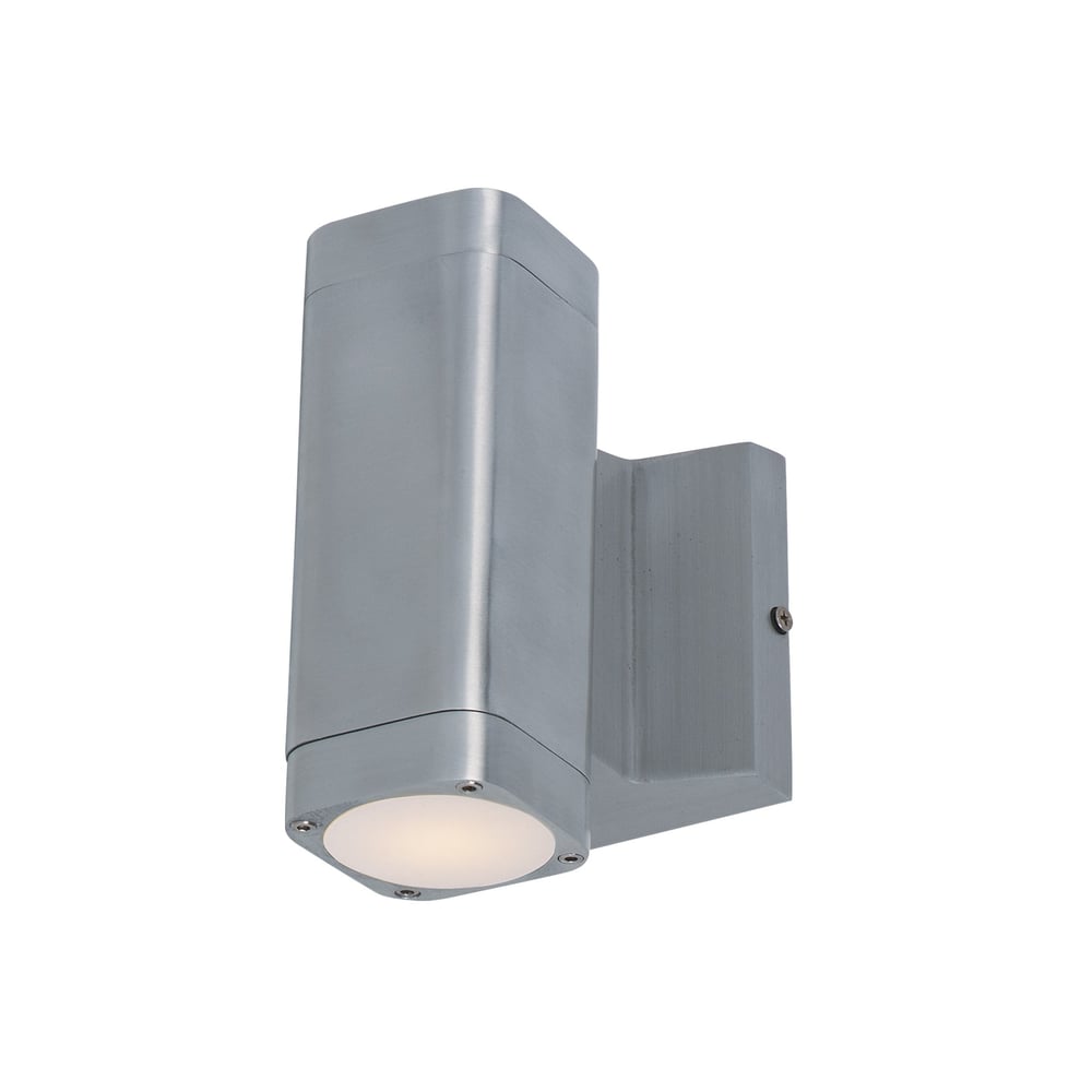 Maxim Lighting Lightray 4.5 Watt LED Outdoor Wall Light in a sleek, modern design with a brushed aluminum finish, mounted on a wall.