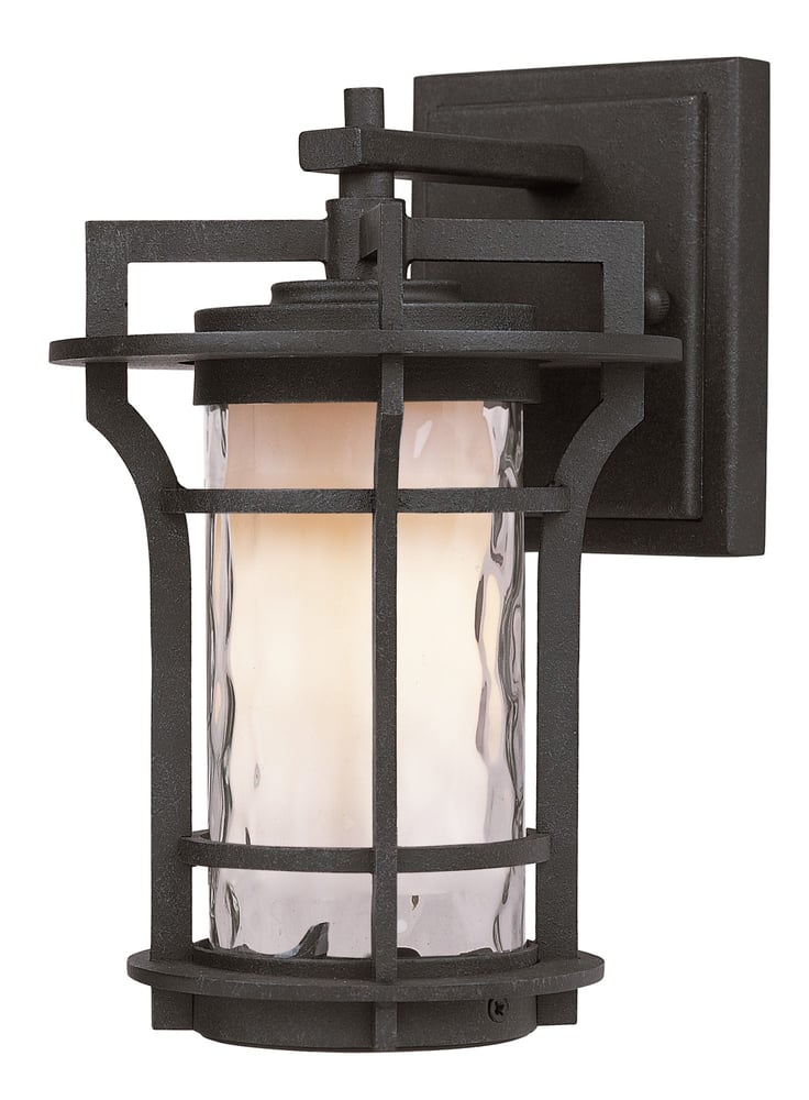 Maxim Lighting Oakville 1-Light Outdoor Wall Lantern with a bronze finish, featuring a clear glass shade and vintage-style bulb
