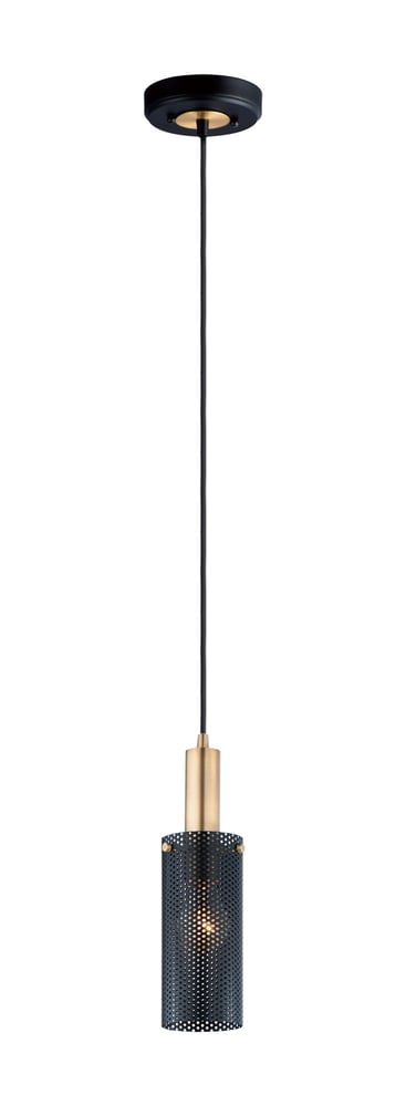 Maxim Lighting Perf Mini Pendant with a sleek, modern design featuring a perforated metal shade in a polished finish, casting a warm ambient glow.