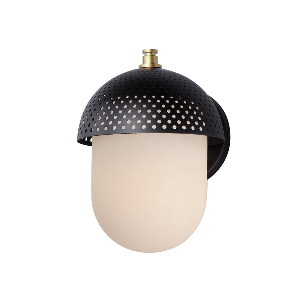 Maxim Lighting Perf Outdoor Wall Sconce with a sleek black finish, featuring a modern cylindrical design and clear glass panels for outdoor illumination.