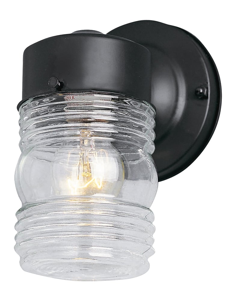 Maxim Lighting Sidedoor Outdoor Wall Sconce with a sleek black finish, featuring a clear glass shade and modern design