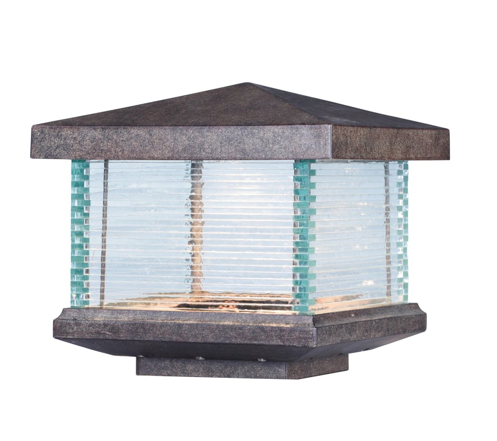 Maxim Lighting Triumph VX LED Outdoor Deck Lantern with a sleek black finish, featuring a modern design and clear glass panels for bright illumination.