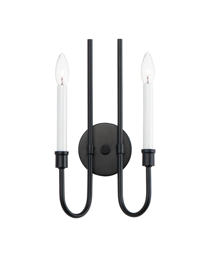 Maxim Lighting Tux 2-Light Wall Sconce in a sleek black and white finish, featuring a modern design with two cylindrical lights.