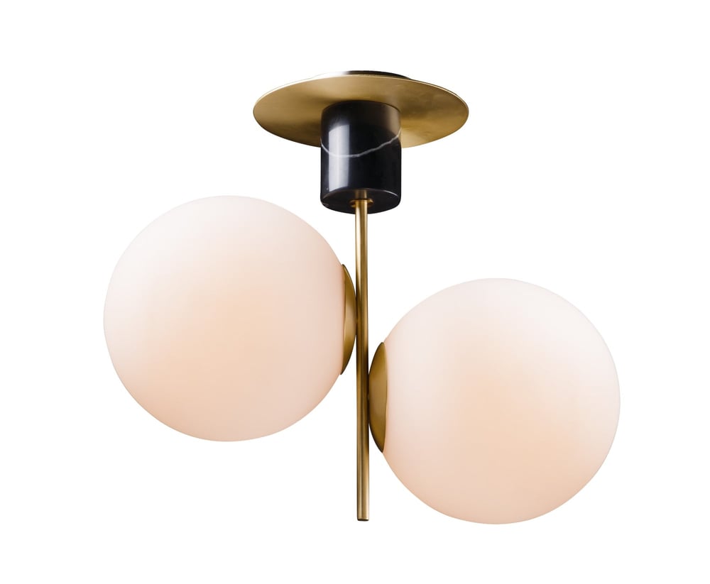 Maxim Lighting Vesper 2-Light Semi-Flush with a sleek, modern design featuring a polished nickel finish and two frosted glass shades.