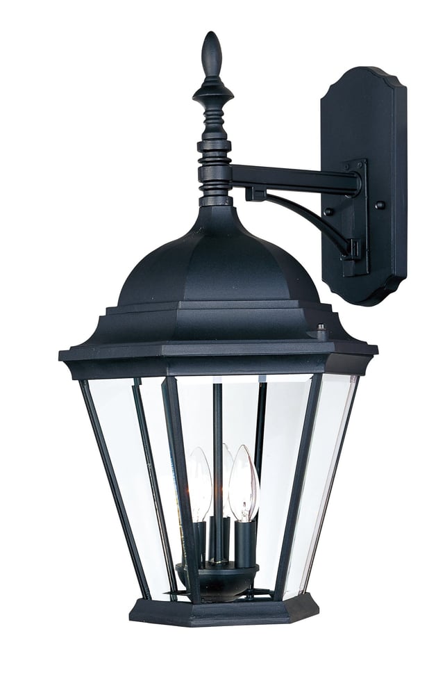 Maxim Lighting Westlake Cast 3-Light Outdoor Wall Light with a classic design, featuring a black finish and clear glass panels